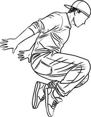 Hip Hop Dancer Jumping in Air Pose