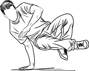 Breakdance Dancer Performing One-Hand Freeze