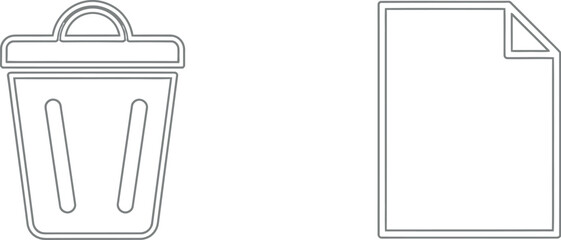 Simple line drawing of trash can and document