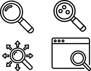 Magnifying glass icons representing search functionality