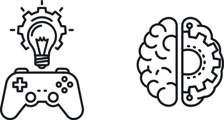 Creative gaming concept with brain and game controller