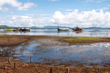 Water raft in the lake