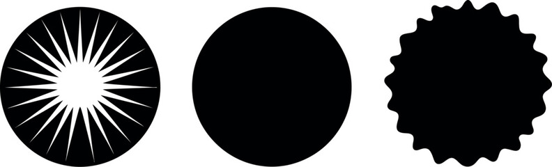 Black circles with unique designs on white background