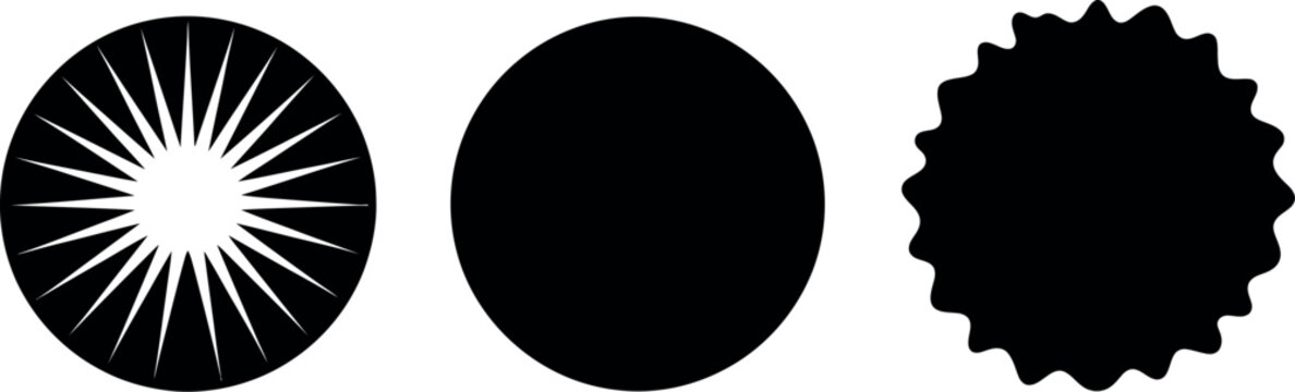 Black circles with unique designs on white background