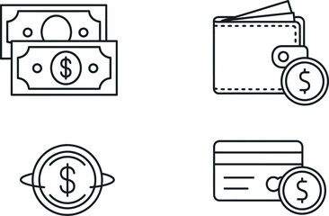 Financial icons representing money and transactions