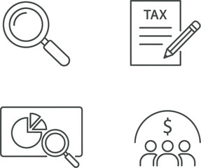 Financial analysis and tax planning concept icons
