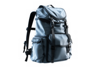 Blue backpack isolated on transparent background