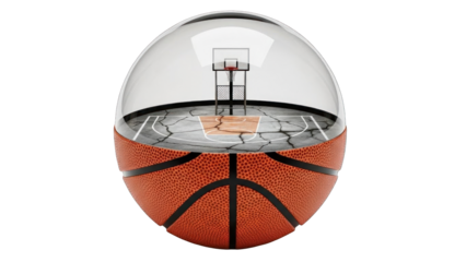 Basketball Court Inside Sphere and Hoop