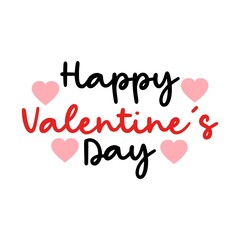 Fototapeta premium Happy Valentine’s Day typography text on plain white transparent isolated background for card, shirt, hoodie, sweatshirt, apparel, tag, mug, icon, poster or badge