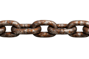Fototapeta premium Rusty metal chain showing strength and durability, weathered industrial links with corrosion on a transparent background