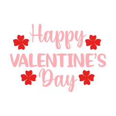 Happy Valentine&rsquo;s Day typography text on plain white transparent isolated background for card, shirt, hoodie, sweatshirt, apparel, tag, mug, icon, poster or badge