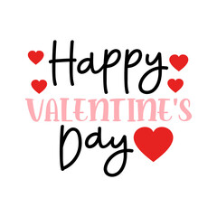 Happy Valentine&rsquo;s Day typography text on plain white transparent isolated background for card, shirt, hoodie, sweatshirt, apparel, tag, mug, icon, poster or badge