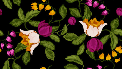 Seamless flowers pattern. Hand draw abstract floral pattern. © akn