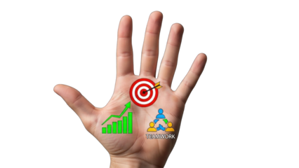 Business Goals and Teamwork Concept on Open Palm