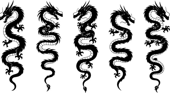 Aggressive Japanese Dragon Head Tattoo Flash & Mythical Beast Ink Art