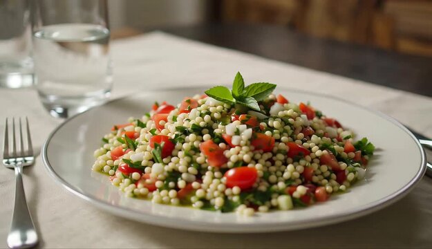 Fresh couscous salad with vegetables
