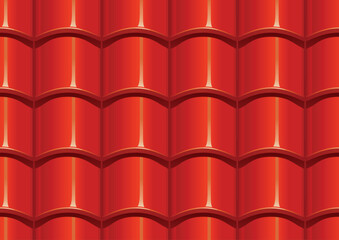 Nahtloses Dachziegel-Muster mit roten Tonziegeln in klassischer Wellenform, ideal f&uuml;r Architektur- und Bau-Hintergr&uuml;nde.
