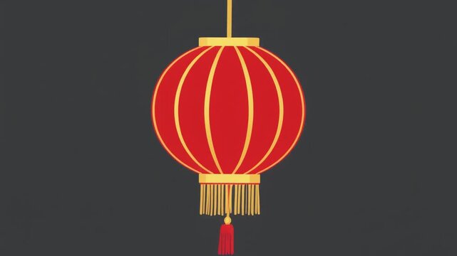 A classic red lantern with a traditional design. The lantern features a gold trim and tassels. Perfect for cultural events