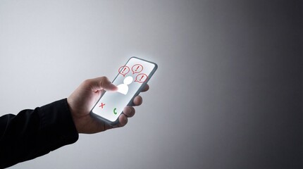 Hand holding smartphone displaying multiple colorful social media notification icons with like and comment symbols