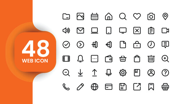 Minimalist Line Web Icons Collection