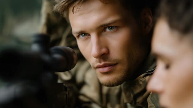 Military-style target display on a tactical interface with distance and speed data, highlighting situational awareness and controlled engagement. cinematic color correction, natural uneven lighting
