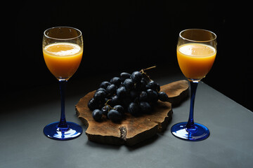 Delicious Peach and Grape Juice Served in Elegant Glasses With Fresh Fruits