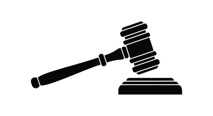 A striking black silhouette of a gavel resting on a sound block silhouette © Kuntol02