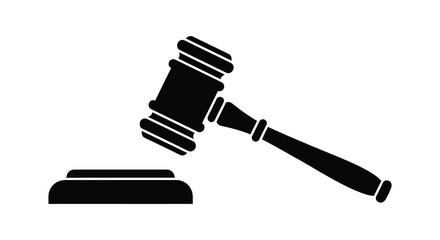 A striking black and white image depicting a gavel and sounding block silhouette © Kuntol02