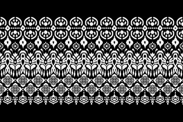 Ethnic oriental pattern traditional border.Saree Sarong Motifs African boho Ikat floral embroidery Seamless damask wallpaper pattern. Vintage background abstract design for texture, fabric, clothing