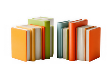 Stack of colorful books isolated on transparent background