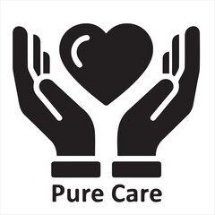 Fototapeta premium Black Hands Holding Heart Icon Vector