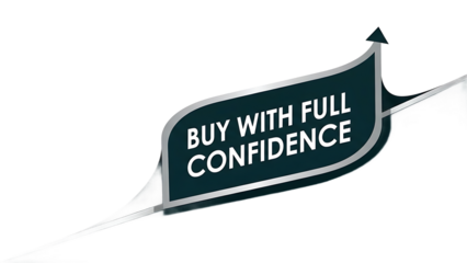Dark green sign with buy with full confidence text isolated on a transparent background