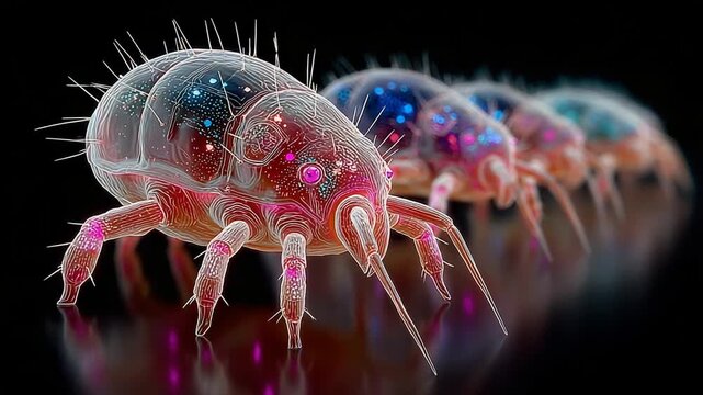 Colorful microscopic creatures with vibrant details