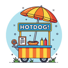 Hotdog stand with sauces
