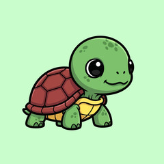 Cute turtle walking cartoon vector icon illustration animal nature icon isolated flat vector