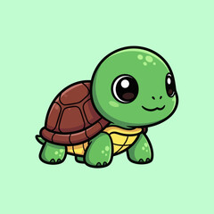 Cute turtle walking cartoon vector icon illustration animal nature icon isolated flat vector