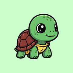 Cute turtle walking cartoon vector icon illustration animal nature icon isolated flat vector