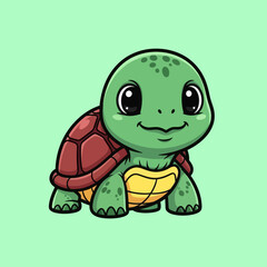 Cute turtle walking cartoon vector icon illustration animal nature icon isolated flat vector