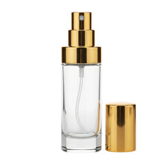 Naklejka premium Gold-topped perfume bottle isolated on transparent background isolated on transparent background