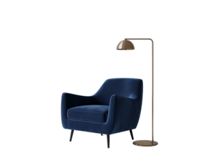 Modern Blue Armchair Furniture Interior Isolated on Black