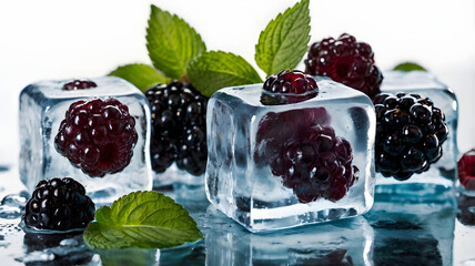 ice cubes with berries