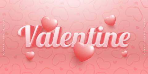 Editable 3d style text effects - valentine text in pink theme