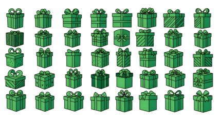 Seamless Pattern with Green Gift Boxes Background
