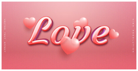 Editable style text effect - love text in pink theme