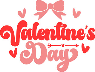 Valentine&rsquo;s Day typography text on plain white transparent isolated background for card, shirt, hoodie, sweatshirt, apparel, tag, mug, icon, poster or badge