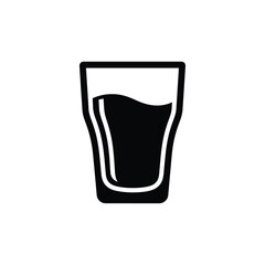 Vector illustration icon black beverage in a glass icon with a simple design and outline