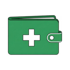 Fototapeta premium Green medical wallet icon isolated on transparent background isolated on white background