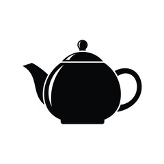 Vector illustration icon black silhouette of a teapot on a pure white background for design and decoration purposes