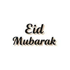 Vector illustration icon eid mubarak greeting text on white background with elegant black calligraphy font