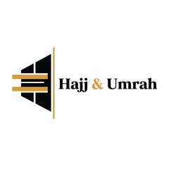 Vector illustration icon hajj and umrah logo with black and gold colors on white background